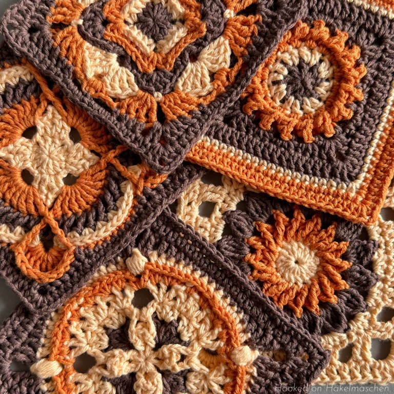 Beautiful 6 Inch Squares – designed by Pam – Hooked on Häkelmaschen